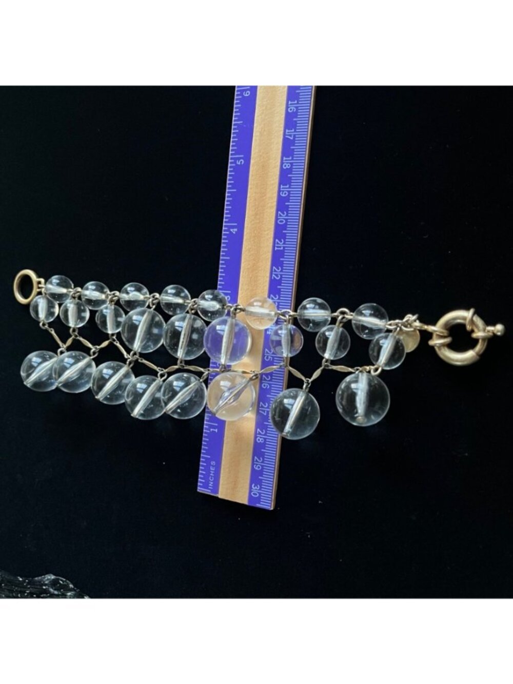 Vintage J.CREW Clear Lucite Bubble Charm Cluster Bracelet Chunky Gold Tone Y2K - Picture 7 of 7